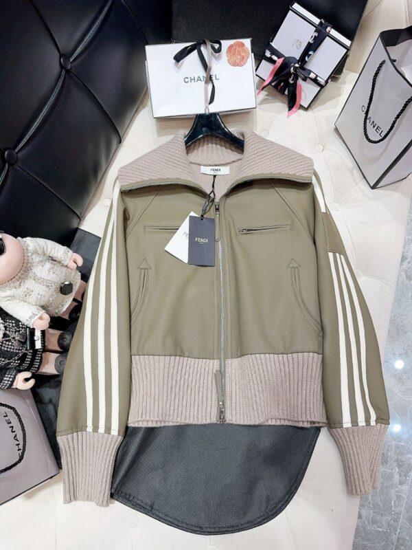 Fendi Turtleneck Jacket Green Khaki For Women
