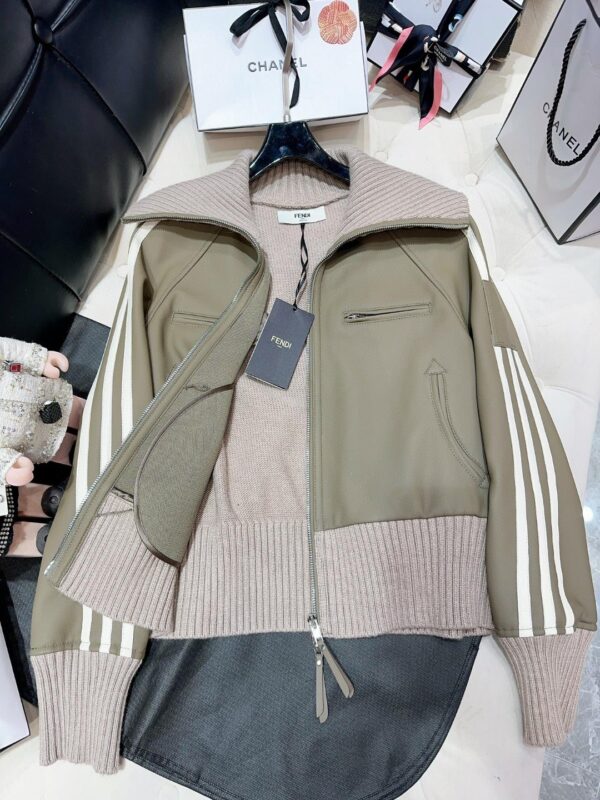 Fendi Turtleneck Jacket Green Khaki For Women