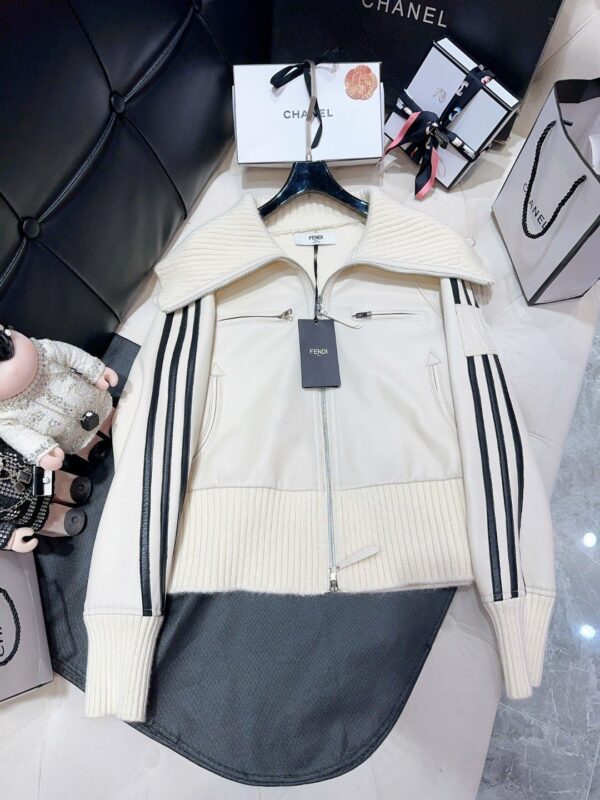 Fendi Turtleneck Jacket White For Women