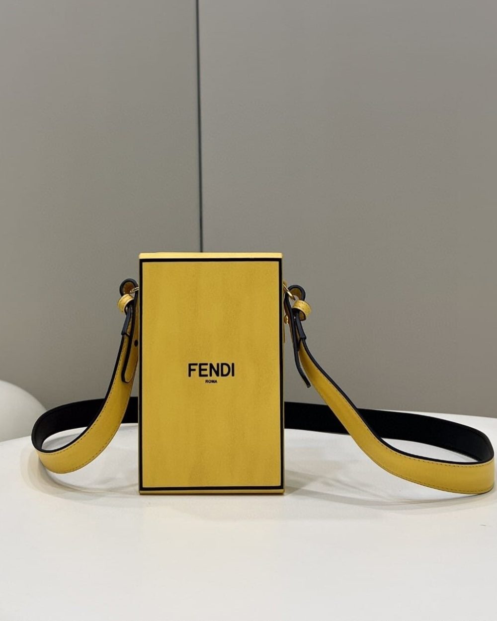 1:1 Replica Fendi Vertical Box Yellow RM 6,400 Bag For Woman 17cm/6.5in 7VA519ADP6F1CIA