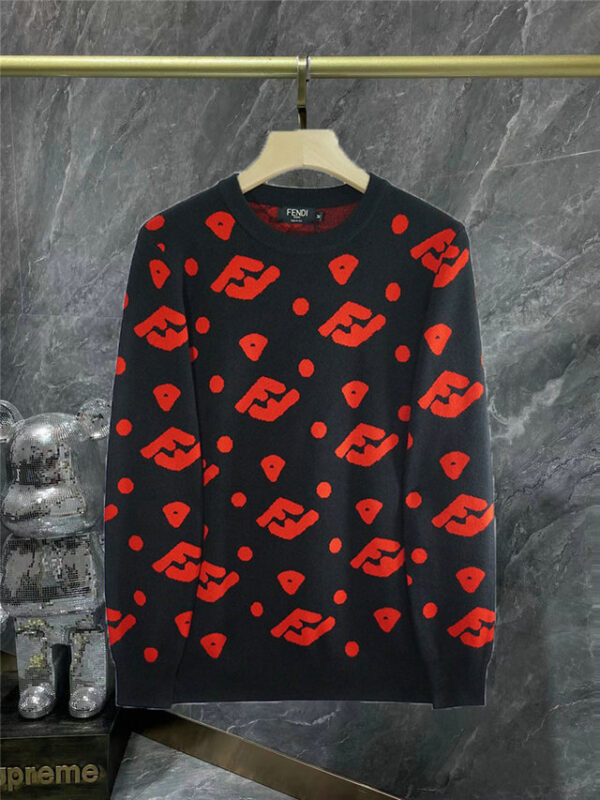 Fendi Viscose And Cotton Jumper Black For Men FZY490ALJWF0QK0