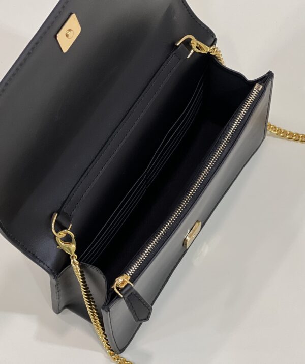 1:1 Replica Fendi Wallet On Chain Mini Black Bag For Woman 13.5cm/5.5in
