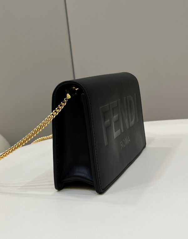 1:1 Replica Fendi Wallet On Chain Mini Black Bag For Woman 13.5cm/5.5in
