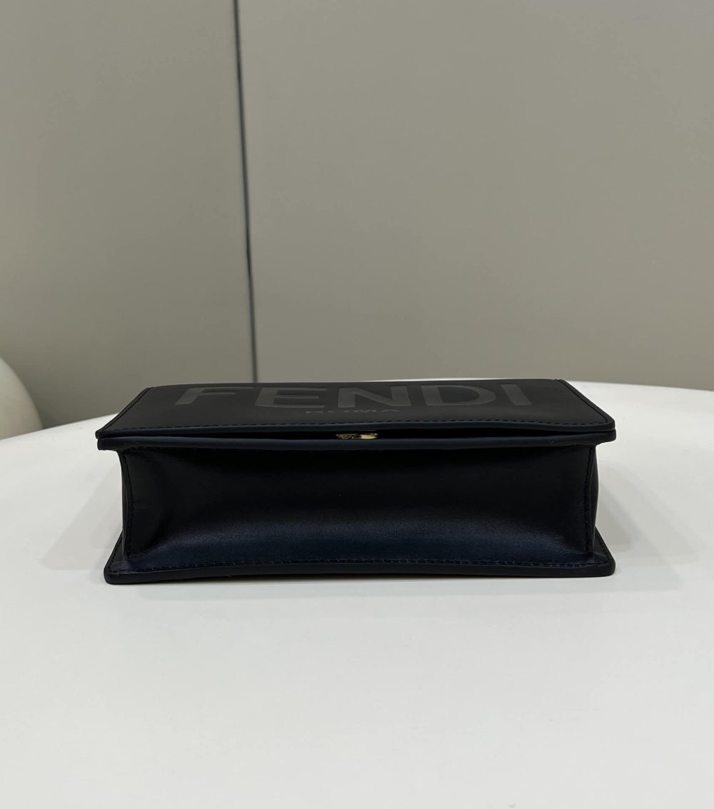 1:1 Replica Fendi Wallet On Chain Mini Black Bag For Woman 13.5cm/5.5in - Image 7
