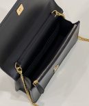 1:1 Replica Fendi Wallet On Chain Mini Black Bag For Woman 13.5cm/5.5in