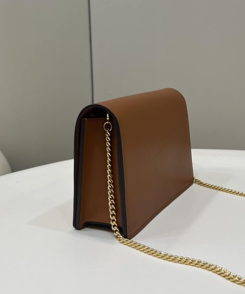 1:1 Replica Fendi Wallet On Chain Mini Brown Bag For Woman 13.5cm/5.5in