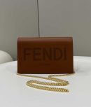 1:1 Replica Fendi Wallet On Chain Mini Brown Bag For Woman 13.5cm/5.5in