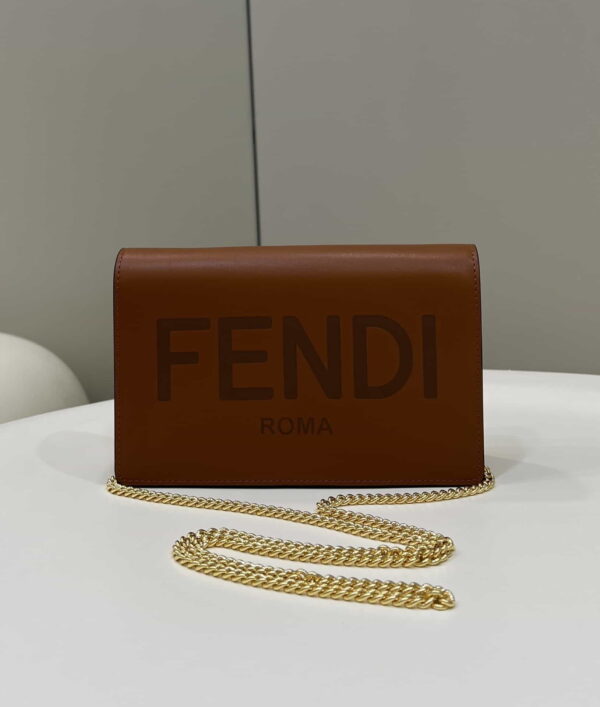 1:1 Replica Fendi Wallet On Chain Mini Brown Bag For Woman 13.5cm/5.5in