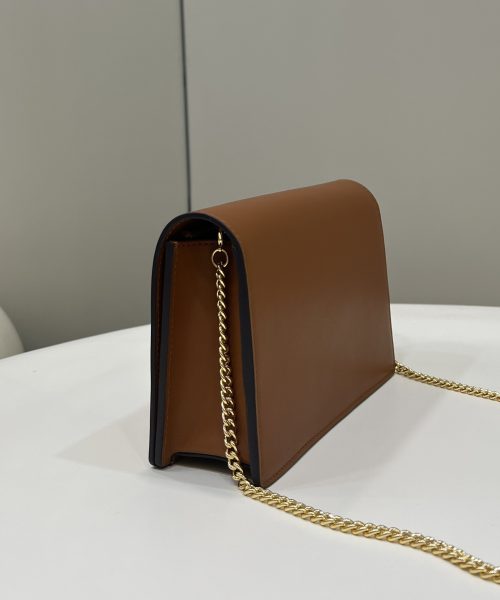 1:1 Replica Fendi Wallet On Chain Mini Brown Bag For Woman 13.5cm/5.5in