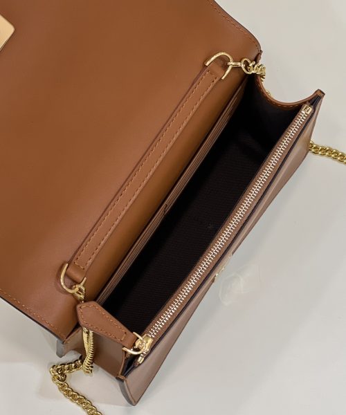 1:1 Replica Fendi Wallet On Chain Mini Brown Bag For Woman 13.5cm/5.5in