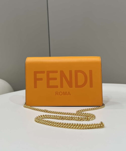 1:1 Replica Fendi Wallet On Chain Mini Orange Bag For Woman 13.5cm/5.5in