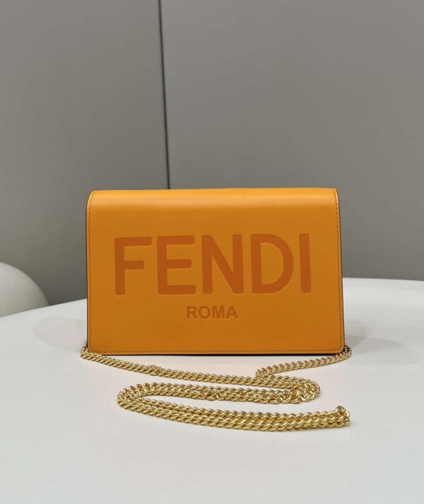 1:1 Replica Fendi Wallet On Chain Mini Orange Bag For Woman 13.5cm/5.5in