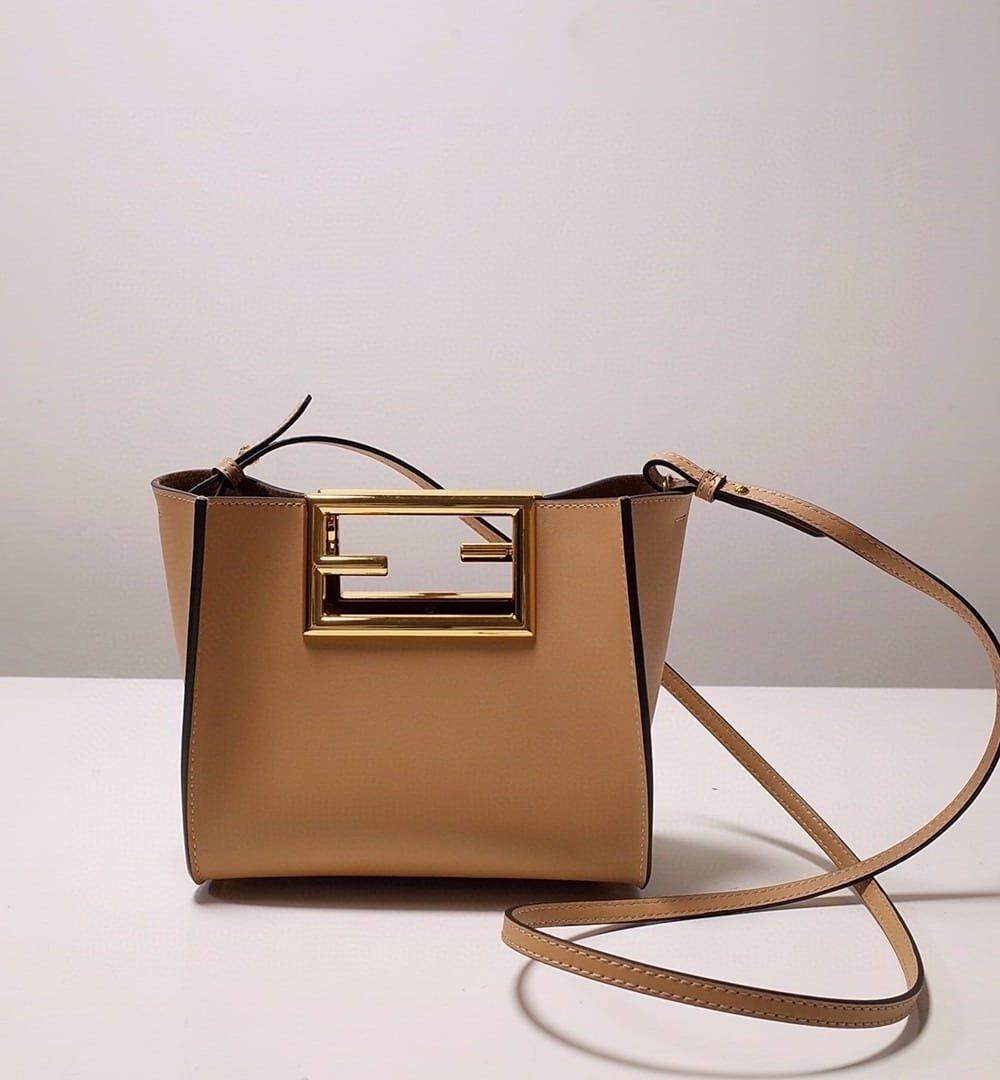 1:1 Replica Fendi Way Beige Black Bag For Woman 20cm/8in