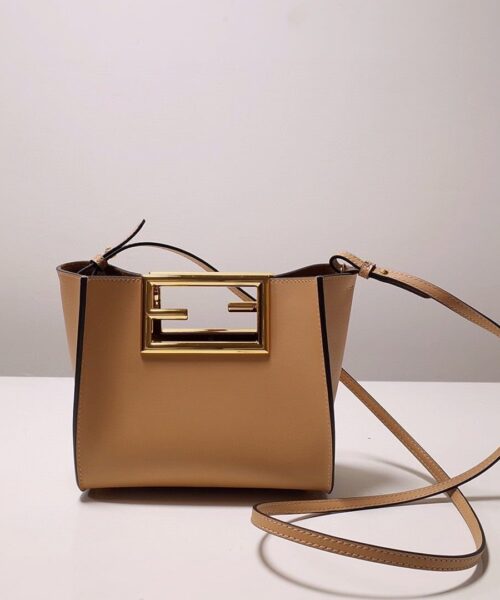 1:1 Replica Fendi Way Beige Black Bag For Woman 20cm/8in