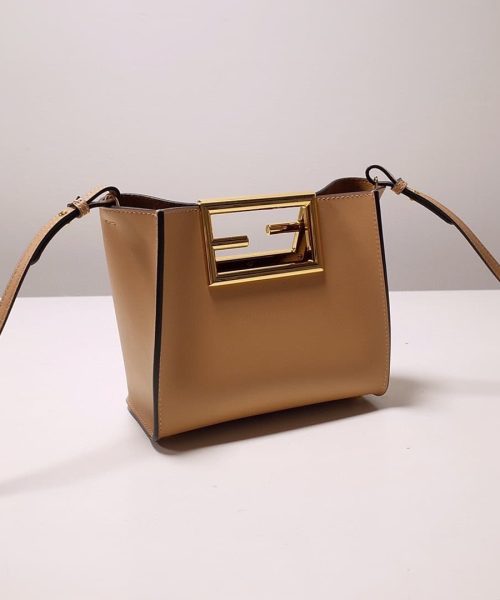 1:1 Replica Fendi Way Beige Black Bag For Woman 20cm/8in