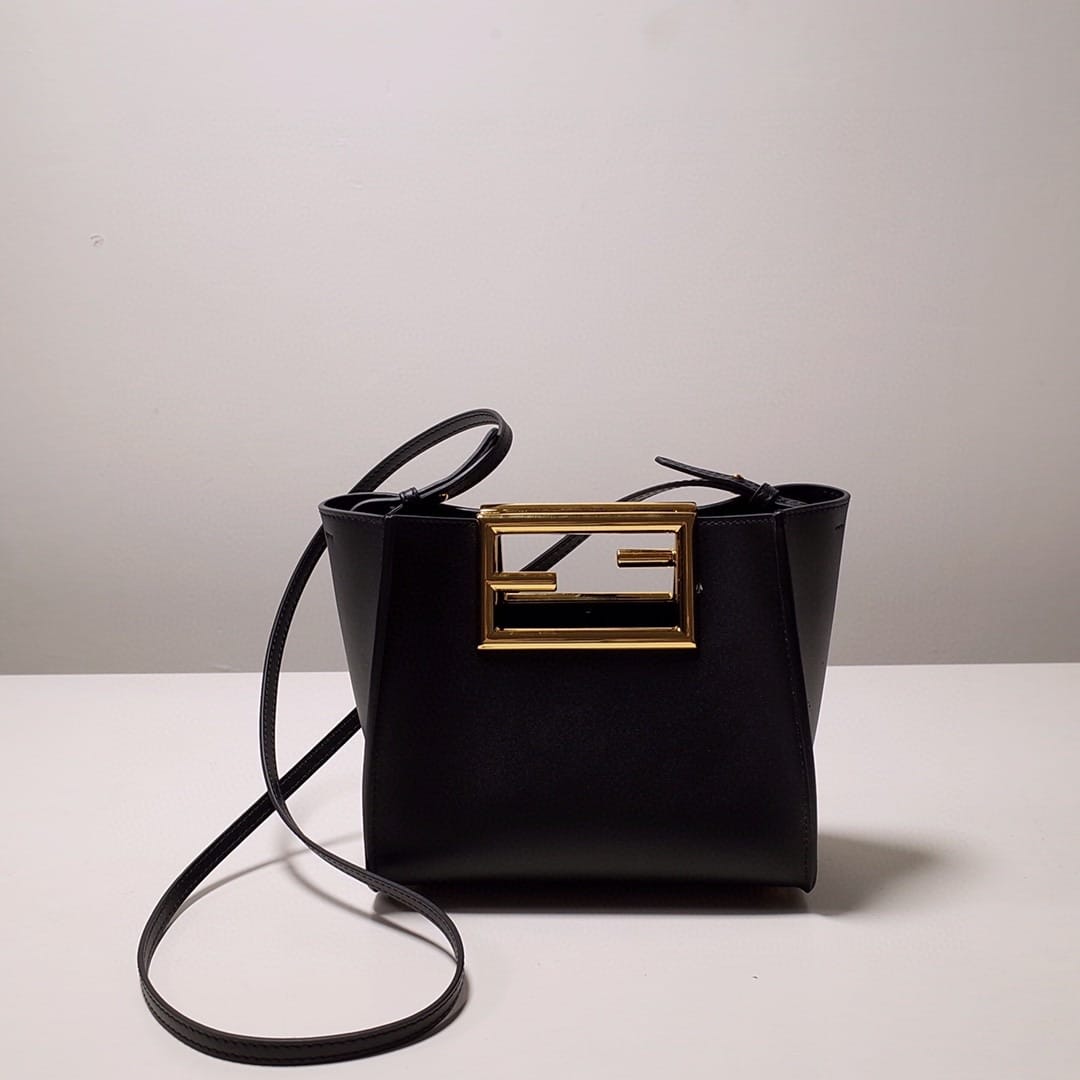 1:1 Replica Fendi Way Small Black Bag For Woman 20cm/8in 8BS054AAIWF0KUR