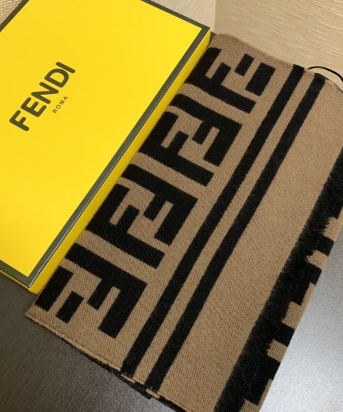 Fendi Wool and Silk Brown and Black 180cm/71in