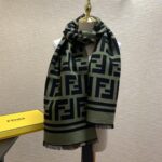 Fendi Wool And Silk Green and Black Scarf 180cm/71in 