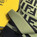 Fendi Wool And Silk Green and Black Scarf 180cm/71in 