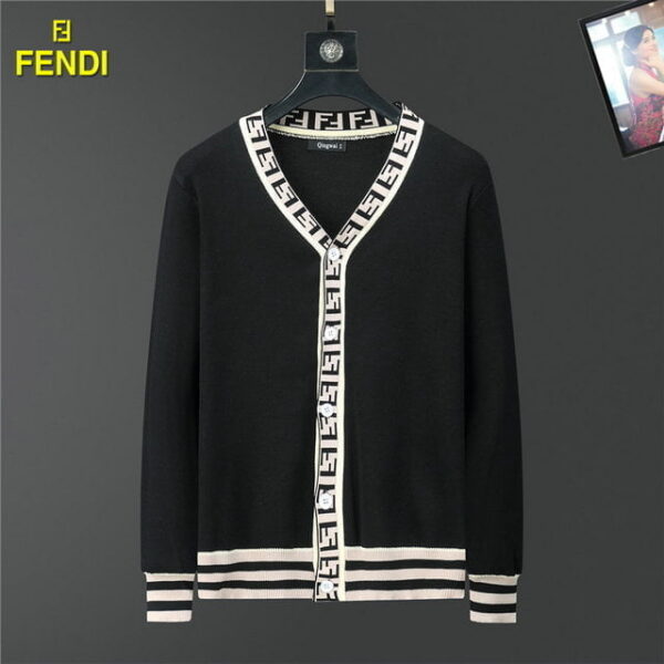 Fendi Wool Cardigan Black For Men
