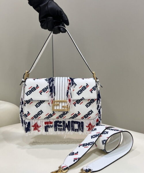 1:1 Replica FENDI x FILA Mania Beaded Baguette Multicolour Bag For Woman 26cm/10in
