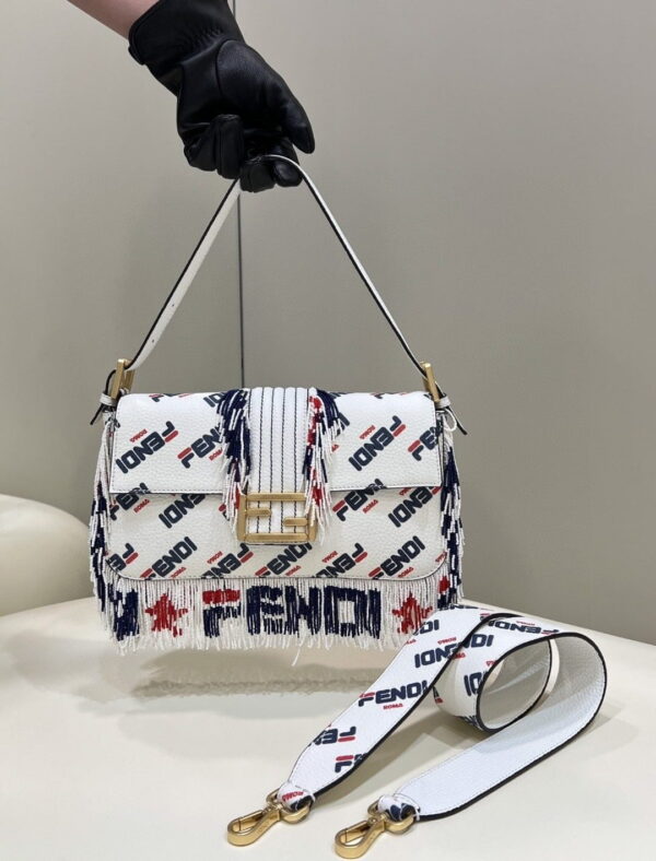 1:1 Replica FENDI x FILA Mania Beaded Baguette Multicolour Bag For Woman 26cm/10in