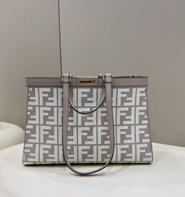 1:1 Replica Fendi X-Tote White canvas FF bag For Woman 41cm/16in 8BH374AKKYF1HZ1