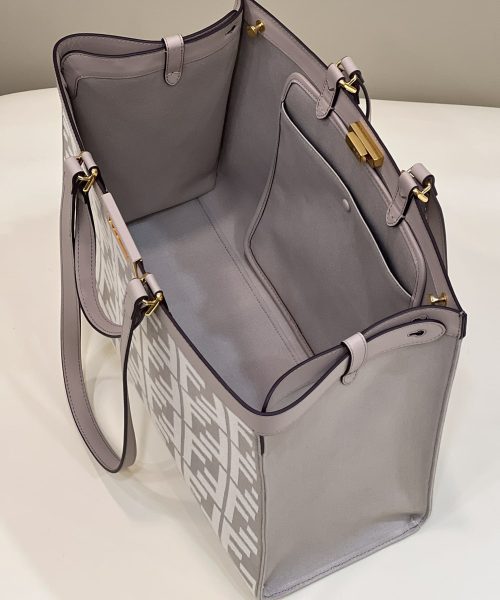 1:1 Replica Fendi X-Tote White canvas FF bag For Woman 41cm/16in 8BH374AKKYF1HZ1