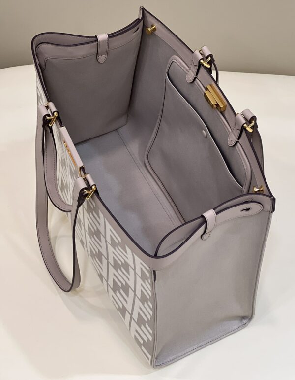 1:1 Replica Fendi X-Tote White canvas FF bag For Woman 41cm/16in 8BH374AKKYF1HZ1