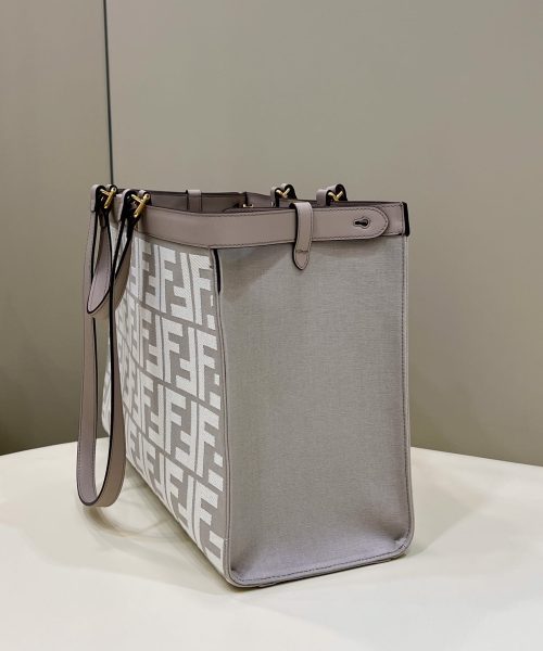 1:1 Replica Fendi X-Tote White canvas FF bag For Woman 41cm/16in 8BH374AKKYF1HZ1