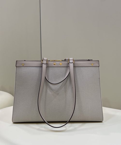 1:1 Replica Fendi X-Tote White canvas FF bag For Woman 41cm/16in 8BH374AKKYF1HZ1