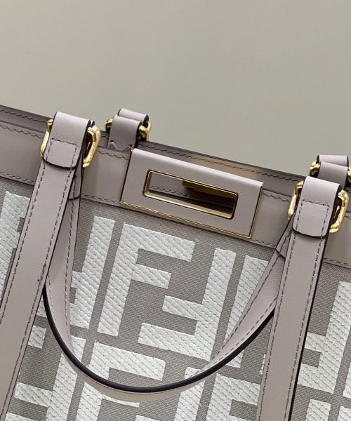 1:1 Replica Fendi X-Tote White canvas FF bag For Woman 41cm/16in 8BH374AKKYF1HZ1