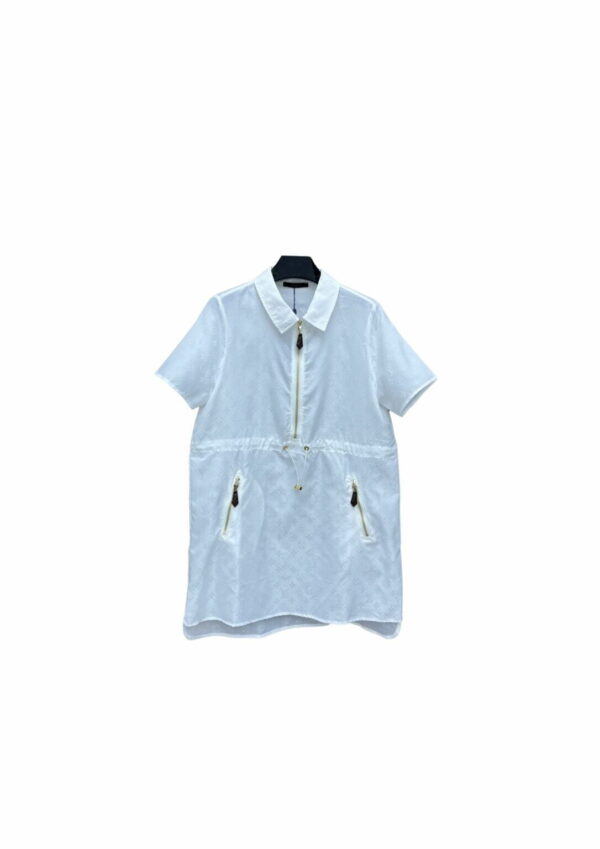 Flared Dress With Zipper White For Women