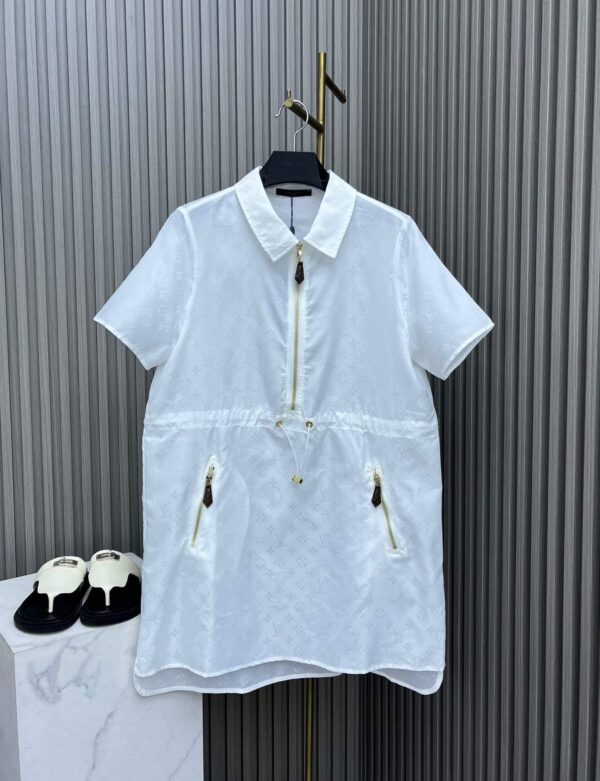 Flared Dress With Zipper White For Women