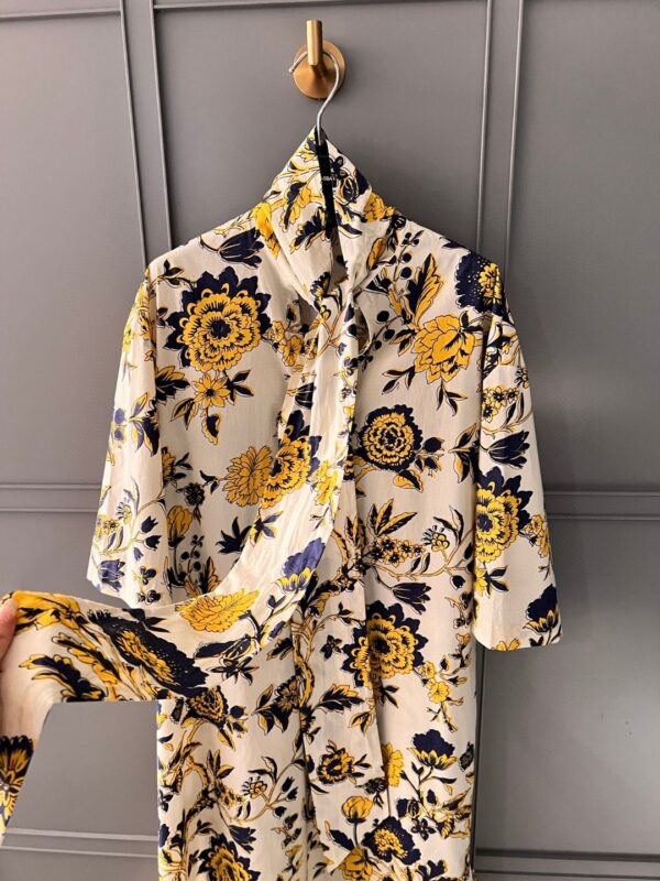 Floral Print Cotton Dress Multicolor For Women 741698 ZAMWZ 9306