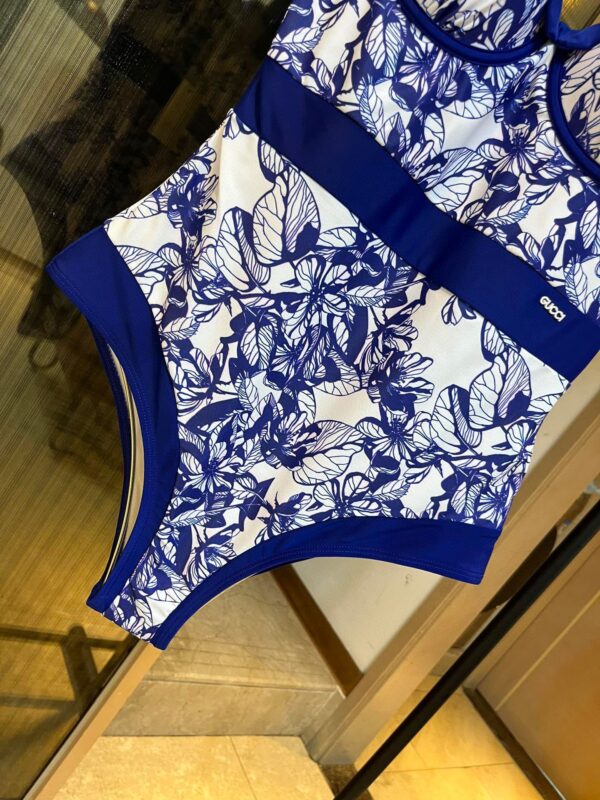 Floral Print Strap One Piece Swimsuit Blue For Women