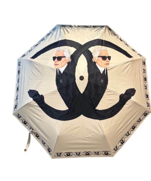 Folding Umbrella Nylon With Logo CC Beige