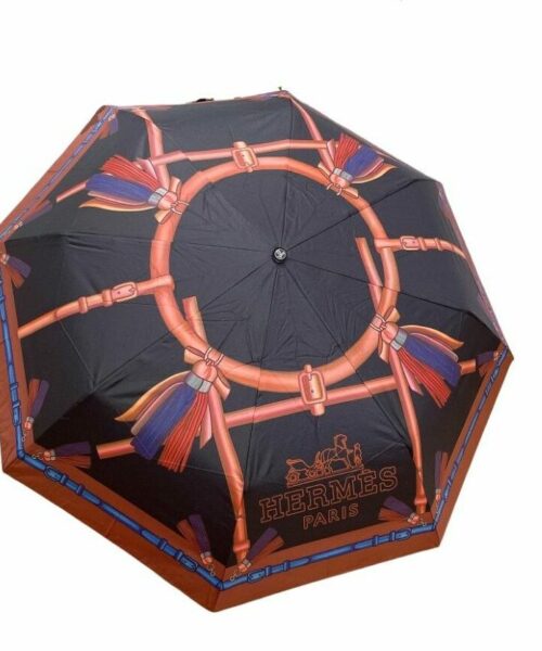 Folding Umbrella Printed In Circle Black