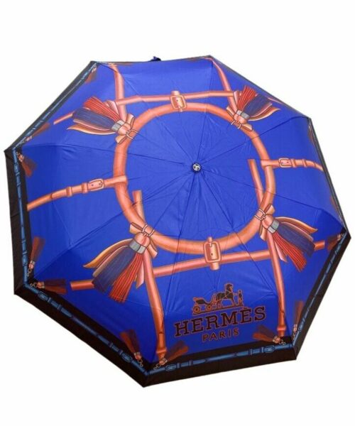Folding Umbrella Printed In Circle Blue