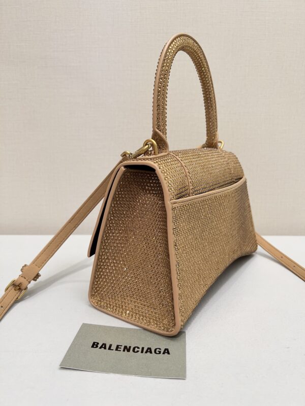 Furry Hourglass Small Handbag With Rhinestones In Grey/Pink/Yellow/Black For Women