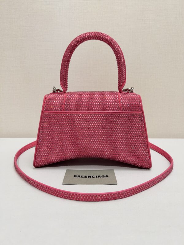 Furry Hourglass Small Handbag With Rhinestones In Grey/Pink/Yellow/Black For Women