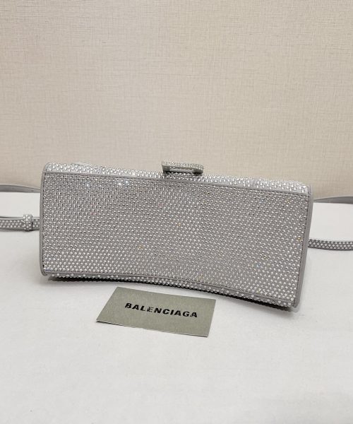 Furry Hourglass Small Handbag With Rhinestones In Grey/Pink/Yellow/Black For Women