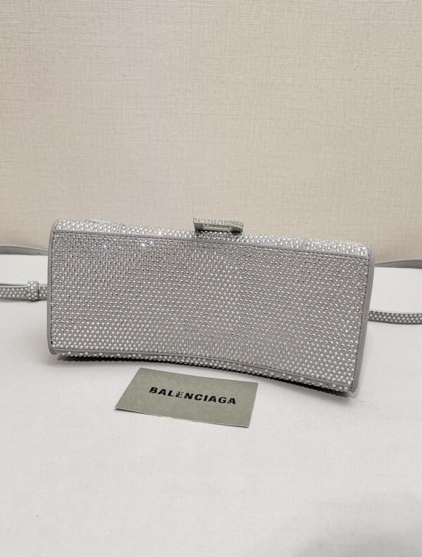 Furry Hourglass Small Handbag With Rhinestones In Grey/Pink/Yellow/Black For Women