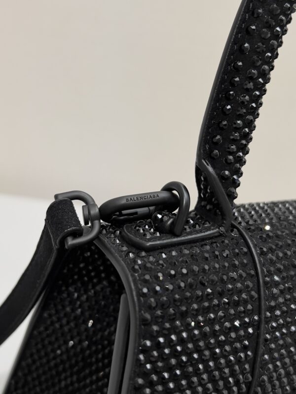 Furry Hourglass Small Handbag With Rhinestones In Grey/Pink/Yellow/Black For Women