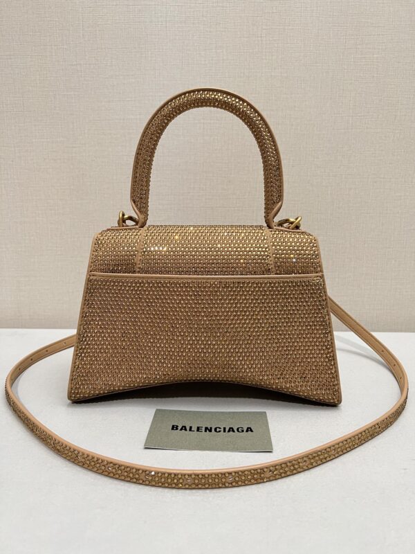 Furry Hourglass Small Handbag With Rhinestones In Grey/Pink/Yellow/Black For Women