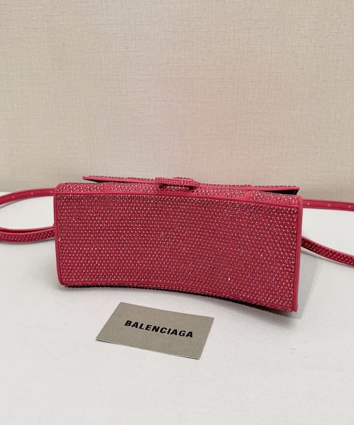 Furry Hourglass Small Handbag With Rhinestones In Grey/Pink/Yellow/Black For Women