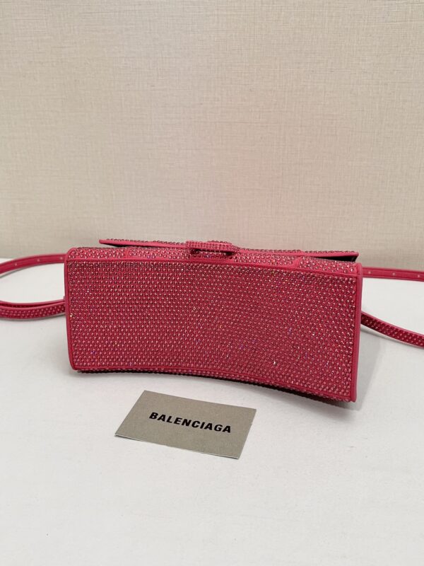Furry Hourglass Small Handbag With Rhinestones In Grey/Pink/Yellow/Black For Women