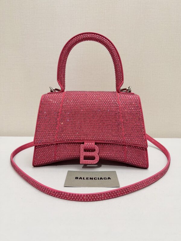 Furry Hourglass Small Handbag With Rhinestones In Grey/Pink/Yellow/Black For Women
