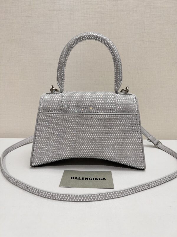 Furry Hourglass Small Handbag With Rhinestones In Grey/Pink/Yellow/Black For Women