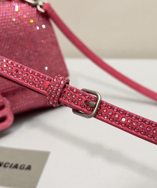 Furry Hourglass Small Handbag With Rhinestones In Grey/Pink/Yellow/Black For Women